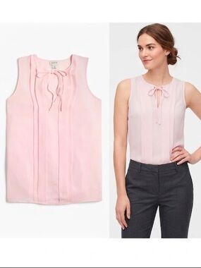 J.crew pink Sleeveless Blouse with Tie Neck